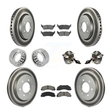 Front Rear Hub Bearings Coated Disc Brake Rotors And Pads Shoes Kit (10Pc) For Ford F-150 KBB-112486