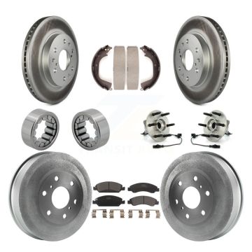Front Rear Hub Bearing Coat Brake Rotor Pad Shoe Kit (10Pc) For GMC Sierra 1500 Chevrolet KBB-112494