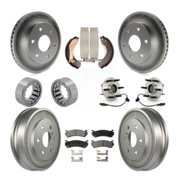 Front Rear Hub Bearing Coat Brake Rotor Pads Shoe Kit (10Pc) For Chevrolet Silverado 1500 KBB-112496