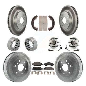 Front Rear Hub Bearing Coat Brake Rotor Pad Shoe Kit (10Pc) For GMC Sierra 1500 Chevrolet KBB-112500