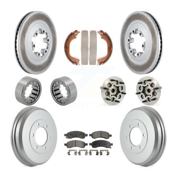 Front Rear Hub Bearing Coated Brake Rotor Pads Shoe Kit (10Pc) For Chevrolet Colorado GMC KBB-112502