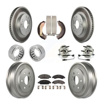 Front Rear Hub Bearing Coat Brake Rotor Pads Shoe Kit (10Pc) For Chevrolet Silverado 1500 KBB-112513