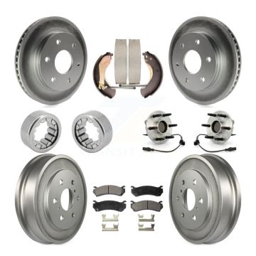 Front Rear Hub Bearing Coat Brake Rotor Pads Shoe Kit (10Pc) For Chevrolet Silverado 1500 KBB-112514