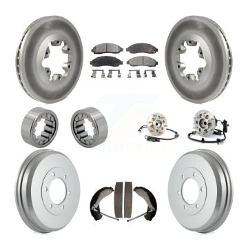 Front Rear Hub Bearing Coated Brake Rotor Pads Shoe Kit (10Pc) For Chevrolet Colorado GMC KBB-112518