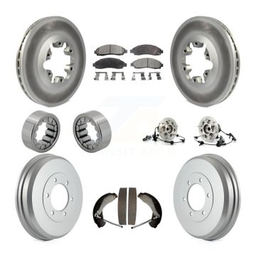 Front Rear Hub Bearing Coated Brake Rotor Pads Shoe Kit (10Pc) For Chevrolet Colorado GMC KBB-112520