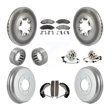 Front Rear Hub Bearing Coated Brake Rotor Pads Shoe Kit (10Pc) For Chevrolet Colorado GMC KBB-112524