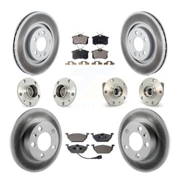 Front Rear Hub Bearing Coat Brake Rotor Pad Kit (10Pc) For 2007-2009 Volkswagen Golf City KBB-112530
