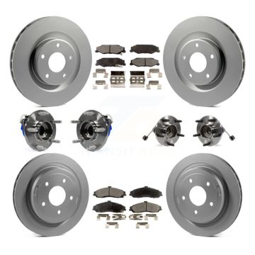 Front Rear Hub Bearing Coated Brake Rotor Pads Kit (10Pc) For Chevrolet Corvette Cadillac KBB-112536