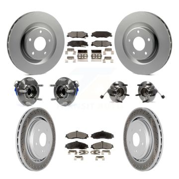 Front Rear Hub Bearings Coated Disc Brake Rotors And Pads Kit (10Pc) For Cadillac XLR KBB-112537