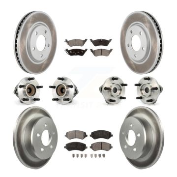 Front Rear Hub Bearing Coated Disc Brake Rotor And Pad Kit (10Pc) For Dodge Grand Caravan KBB-112544