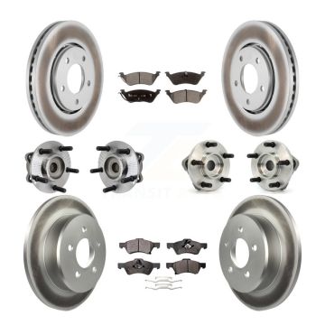 Front Rear Hub Bearings Coated Disc Brake Rotors And Pads Kit (10Pc) For Dodge Caravan KBB-112547