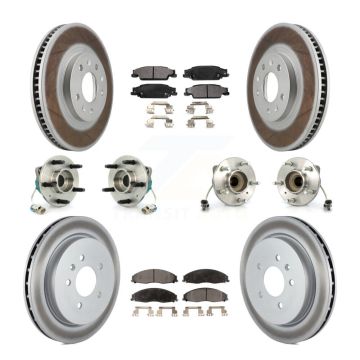 Front Rear Hub Bearings Coated Disc Brake Rotors And Pads Kit (10Pc) For Cadillac CTS KBB-112556