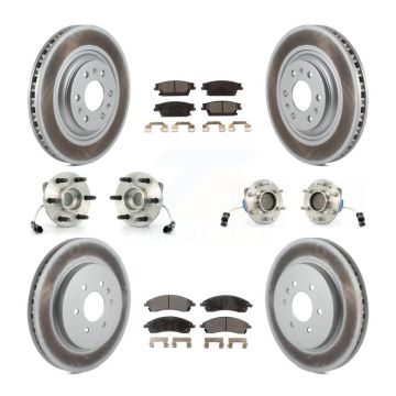 Front Rear Hub Bearings Coated Disc Brake Rotors And Pads Kit (10Pc) For Cadillac SRX RWD KBB-112565