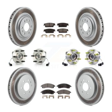 Front Rear Hub Bearings Coated Disc Brake Rotors And Pads Kit (10Pc) For Cadillac SRX AWD KBB-112566