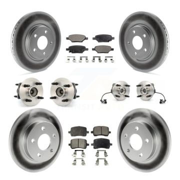 Front Rear Hub Bearing Coated Brake Rotor Pad Kit (10Pc) For Saturn Ion With 4 Lug Wheels KBB-112568