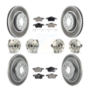 Front Rear Hub Bearing Coated Disc Brake Rotor Pads Kit (10Pc) For Volvo S60 XC70 V70 S80 KBB-112574