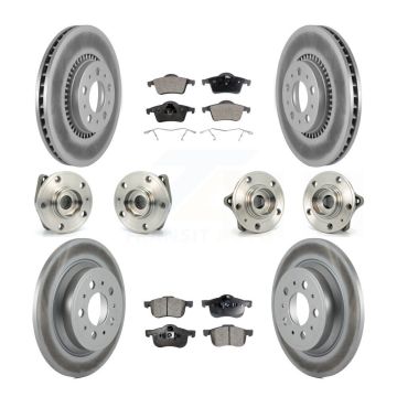 Front Rear Hub Bearing Coated Disc Brake Rotor Pads Kit (10Pc) For Volvo S60 XC70 V70 S80 KBB-112575