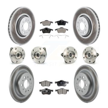 Front Rear Hub Bearing Coated Disc Brake Rotor And Pads Kit (10Pc) For 2008 Volvo S60 AWD KBB-112576
