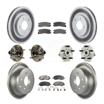 Front Rear Hub Bearing Coated Brake Rotor Pads Kit (10Pc) For 2010-2012 Mitsubishi Galant KBB-112580