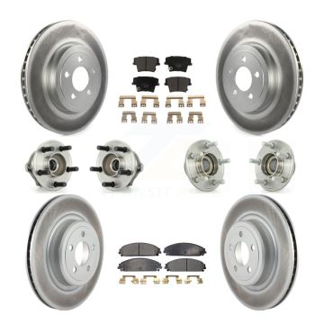 Front Rear Hub Bearings Coated Disc Brake Rotors And Pads Kit (10Pc) For Dodge Charger KBB-112600