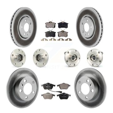 Front Rear Hub Bearings Coated Disc Brake Rotors And Pads Kit (10Pc) For Volkswagen Jetta KBB-112620