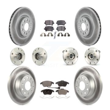 Front Rear Hub Bearing Coated Disc Brake Rotor & Pads Kit (10Pc) For Volkswagen CC Passat KBB-112622