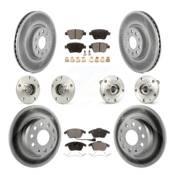 Front Rear Hub Bearing Coated Disc Brake Rotor & Pad Kit (10Pc) For Volkswagen Beetle GTI KBB-112623