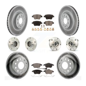 Front Rear Hub Bearing Coated Brake Rotor Pads Kit (10Pc) For 17-18 Volkswagen Jetta 2.0L KBB-112624