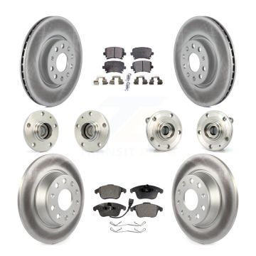 Front Rear Hub Bearing Coated Brake Rotor & Pads Kit (10Pc) For Volkswagen Tiguan Audi Q3 KBB-112626