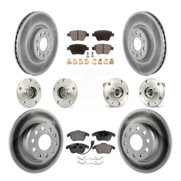 Front Rear Hub Bearing Coated Brake Rotor Pads Kit (10Pc) For 2012-2014 Volkswagen Passat KBB-112627