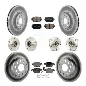 Front Rear Hub Bearing Coated Disc Brake Rotors And Pads Kit (10Pc) For Volkswagen Passat KBB-112628