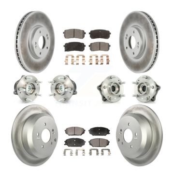 Front Rear Hub Bearing Coat Brake Rotor Pad Kit (10Pc) For 2007-2012 Hyundai Veracruz FWD KBB-112637