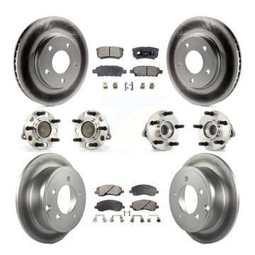 Front Rear Hub Bearings Coated Disc Brake Rotors And Pads Kit (10Pc) For Dodge Caliber KBB-112648