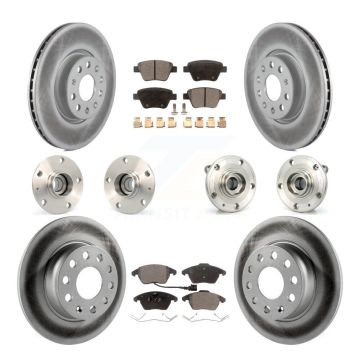Front Rear Hub Bearings Coated Disc Brake Rotors And Pads Kit (10Pc) For Volkswagen GTI KBB-112653