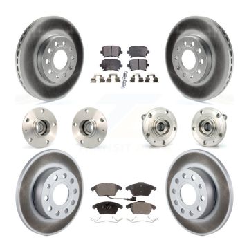 Front Rear Hub Bearing Coated Disc Brake Rotors And Pads Kit (10Pc) For Volkswagen Rabbit KBB-112654