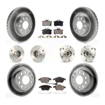 Front Rear Hub Bearing Coated Disc Brake Rotors And Pads Kit (10Pc) For Volkswagen Beetle KBB-112657