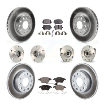 Front Rear Hub Bearing Coated Disc Brake Rotors And Pads Kit (10Pc) For Volkswagen Rabbit KBB-112664