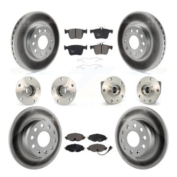Front Rear Hub Bearing Coated Brake Rotor Pads Kit (10Pc) For 2015-2019 Volkswagen e-Golf KBB-112665