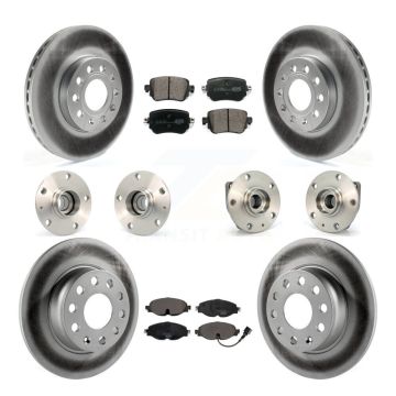 Front Rear Hub Bearing Coated Brake Rotor & Pad Kit (10Pc) For Volkswagen Golf SportWagen KBB-112666