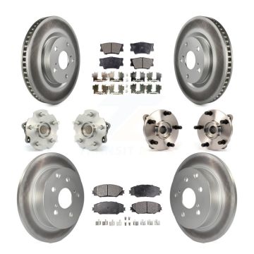 Front Rear Hub Bearing Coated Disc Brake Rotor And Ceramic Pad Kit (10Pc) For Toyota RAV4 KBB-112700