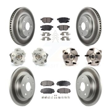 Front Rear Hub Bearings Coated Disc Brake Rotors And Ceramic Pads Kit (10Pc) For Scion tC KBB-112702