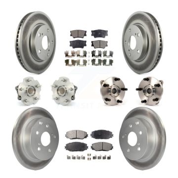Front Rear Hub Bearing Coated Brake Rotor And Pad Kit (10Pc) For Toyota RAV4 Lexus HS250h KBB-112703