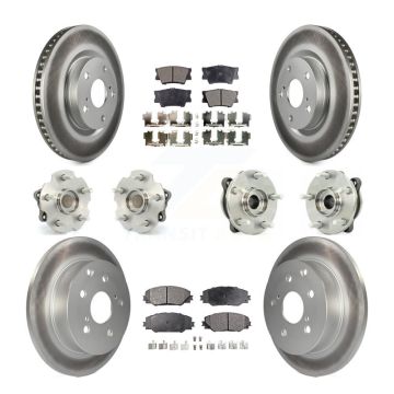 Front Rear Hub Bearing Coated Disc Brake Rotor And Ceramic Pad Kit (10Pc) For Toyota RAV4 KBB-112704