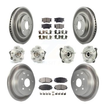 Front Rear Hub Bearing Coat Brake Rotor Pads Kit (10Pc) For 13-18 Toyota RAV4 LE with FWD KBB-112706