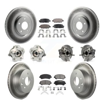 Front Rear Hub Bearing Coat Brake Rotor Pads Kit (10Pc) For Nissan Juke Nismo RS with AWD KBB-112708