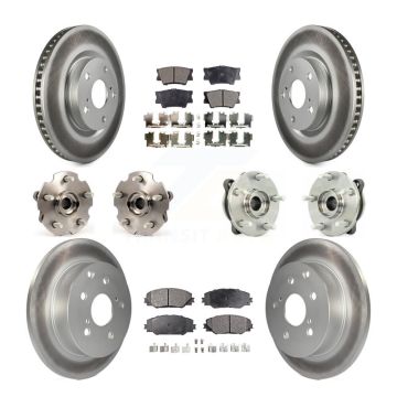 Front Rear Hub Bearing Coated Disc Brake Rotor And Ceramic Pad Kit (10Pc) For Toyota RAV4 KBB-112712