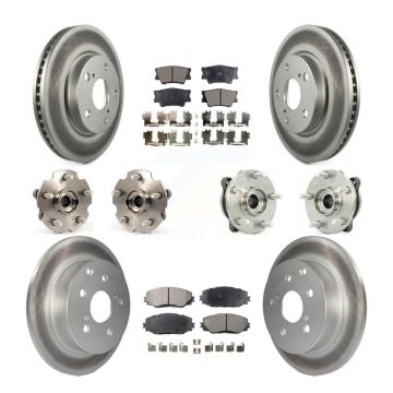 Front Rear Hub Bearing Coat Brake Rotor Pads Kit (10Pc) For 13-18 Toyota RAV4 LE with AWD KBB-112713