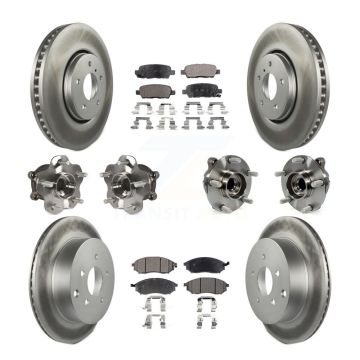 Front Rear Hub Bearing Coated Disc Brake Rotor Pads Kit (10Pc) For INFINITI FX35 FX37 RWD KBB-112718