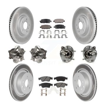 Front Rear Hub Bearings Coated Disc Brake Rotors And Pads Kit (10Pc) For INFINITI G35 Q60 KBB-112719