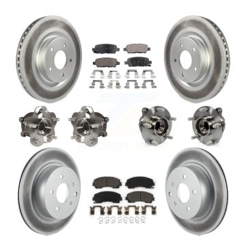 Front Rear Hub Bearing Coated Brake Rotor Pads Kit (10Pc) For 2016-2017 INFINITI QX50 RWD KBB-112724